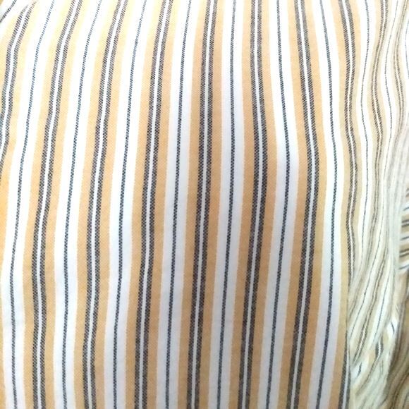 Izod Button Up Blouse Top Yellow Gray White Stripes Womens Shirt XL Striped - Picture 2 of 5